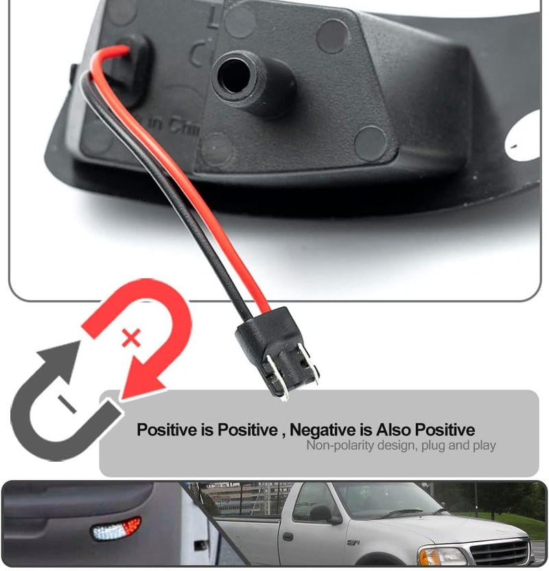 Mingrui test 2Pcs F150 LED Courtesy Door Lights for Ford F150 1997-2003, F150 SVT Lightning 1999-2002, F250 Light Duty 1997-1999 Red& White LED Side Door Panel Light Door Interior Light Step Lights Smoked Lens - Image 4